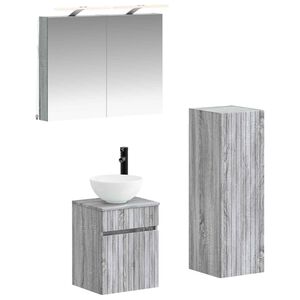 vidaXL Kylpyhuonekalustesetti 4 pcs Harmaa Sonoma Tekninen puu ja lasi