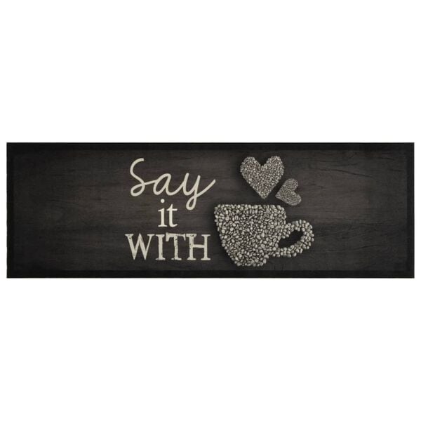 vidaXL Keittiön pestävä lattiamatto Kuppi musta 60x180 cm sametti