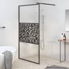 vidaXL Walk-in suihkusein&auml;ke 100x195cm ESG-lasi kivikuvioinnilla musta