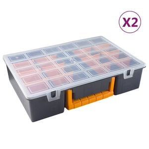 vidaXL Lajittelulaatikot 2 kpl irrotettavat v&auml;lilevyt 360x250x85 mm PP