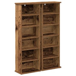 vidaXL CD-kaappi 2 kpl Vanha puu 60 x 17 x 92 cm Tekninen puu