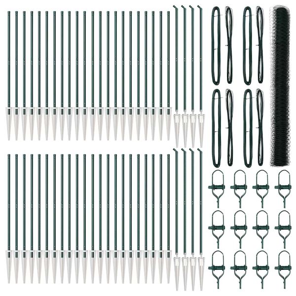 vidaXL Aita paalujen kanssa Vihreä 1.6 x 100 m