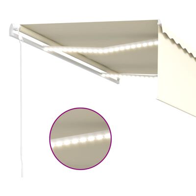 vidaXL Sisäänkelattava markiisi verho/LED/tuulisensori 4x3 m kerma