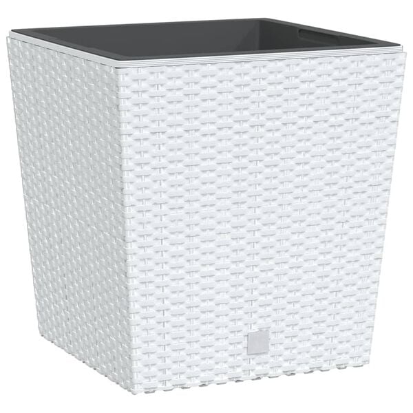 vidaXL Kukkalaatikko irrotettava sisus valkoinen 21/32 l PP rottinki