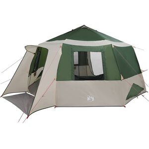 vidaXL 12-hengen m&ouml;kki teltta Vihre&auml; ja Harmaa 500 x 500 x 294 cm