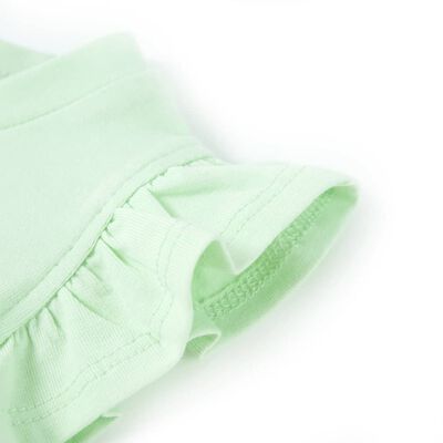 Lasten röyhelöhihainen T-paita pehmeä vaaleanvihreä 92