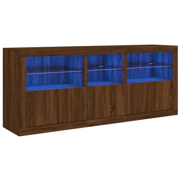 vidaXL Senkki LED-valoilla ruskea tammi 162x37x67 cm