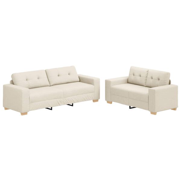 vidaXL Sohva 2 pcs Beige Pellava-sekoitekangas