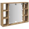 vidaXL Peilikaappi LED-valoilla tammi 76x15x55 cm tekninen puu