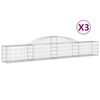 vidaXL Kaarevat kivikorit 3 kpl 300x30x40/60 cm galvanoitu rauta