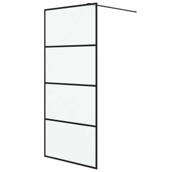 vidaXL Walk-in suihkusein&auml;ke musta 90x195 cm huurrettu ESG-lasi