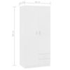 vidaXL Vaatekaappi valkoinen 80x52x180 cm tekninen puu