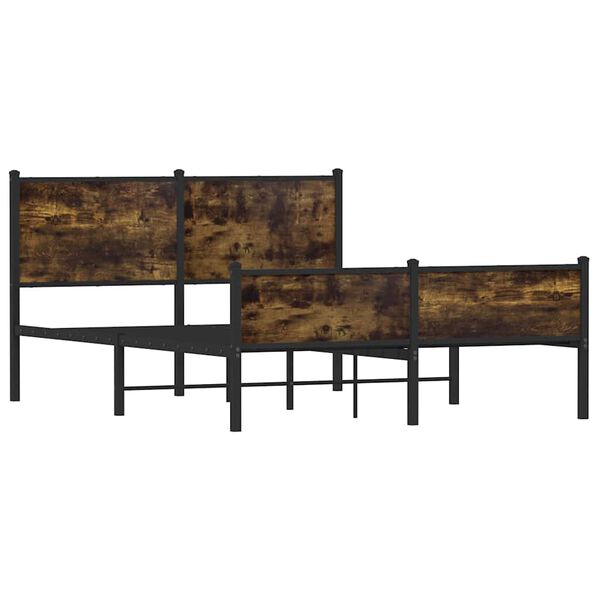 vidaXL Metallinen sängynrunko ilman patjaa savutammi 140x190 cm