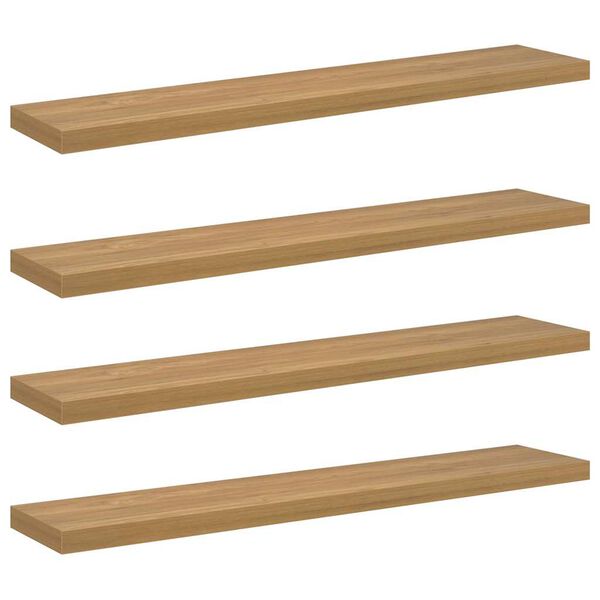 vidaXL Sein&auml;hylly 4 pcs Ruskea 120 x 23,5 x 4 cm Tekninen puu