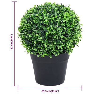 vidaXL Keinotekoinen puksipuukasvi ruukussa 2 kpl vihreä pallo 37 cm