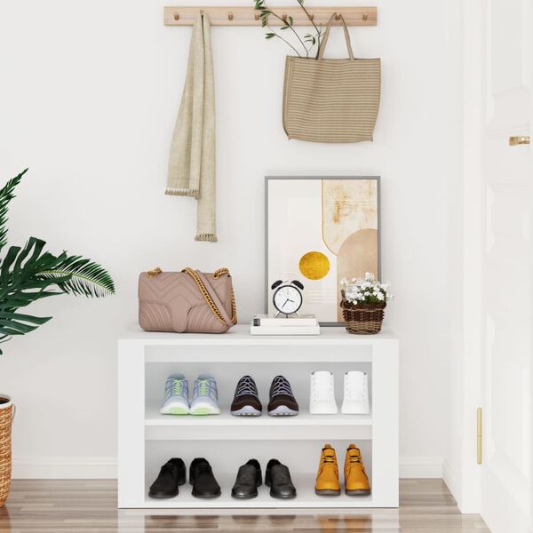 vidaXL Kenkäteline valkoinen 75x35x45 cm tekninen puu