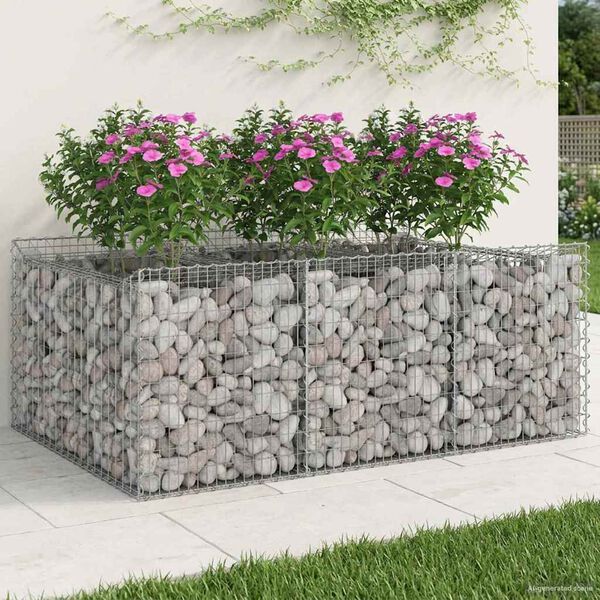 vidaXL Gabion Kohotettu Peti Hopea 150 x 100 x 60 cm Galvanoitu ter&auml;s