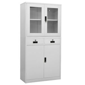 vidaXL Toimistokaappi vaaleanharmaa 90x40x180 cm ter&auml;s/karkaistu lasi