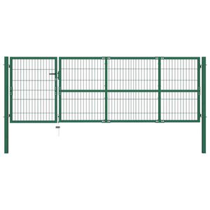 vidaXL Puutarhan aitaportti tolpilla 350x100 cm ter&auml;svihre&auml;