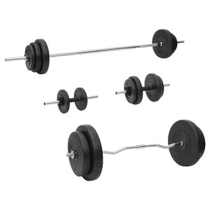 vidaXL Painonnostotanko ja k&auml;sipainosarja levyill&auml; 90 kg