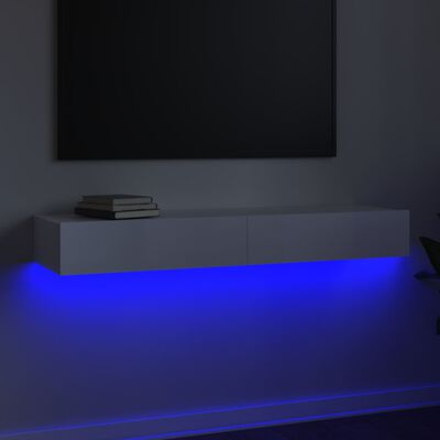 vidaXL TV-taso LED-valoilla korkeakiilto valkoinen 120x35x15,5 cm