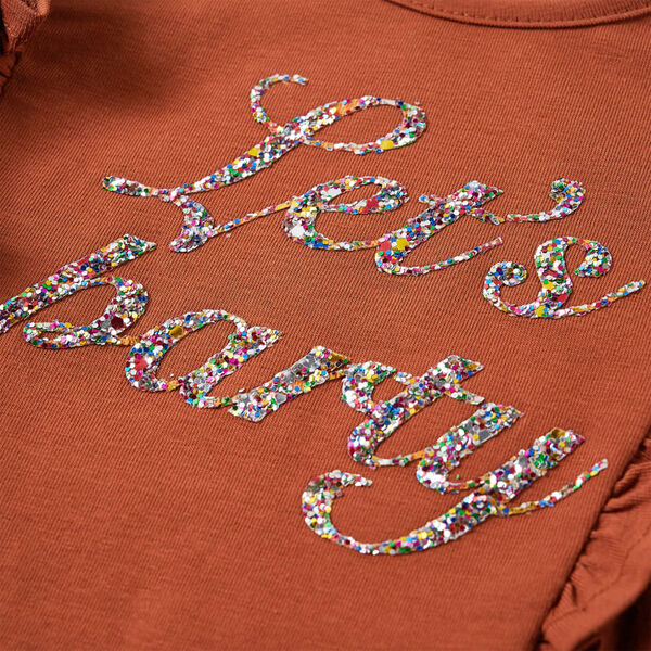 Lasten pitkähihainen T-paita konjakki 128