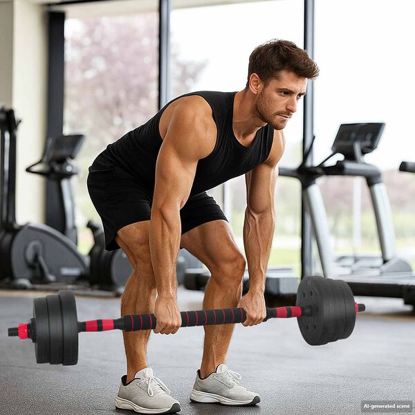 vidaXL 4-in-1 K&auml;sipainosetti Musta ja punainen 121 x 19,5 x 19,5 cm