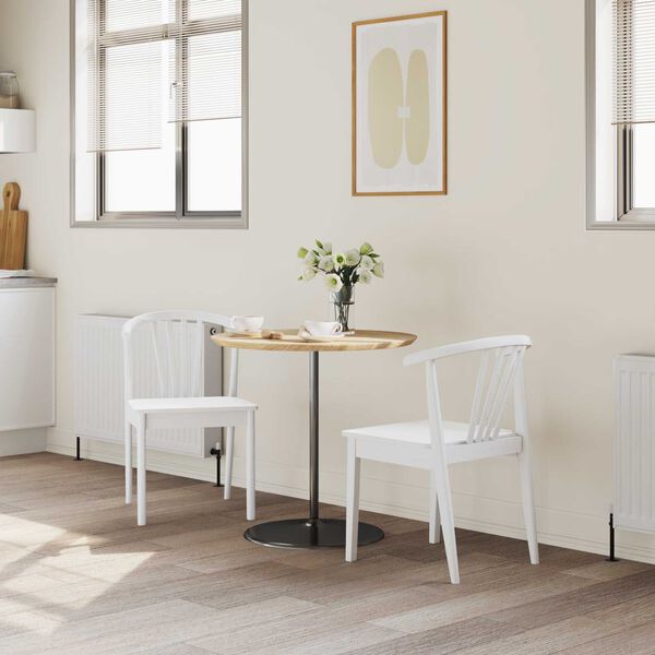 vidaXL Ruokatuoli 2 pcs Valkoinen Massiivinen kumipuu