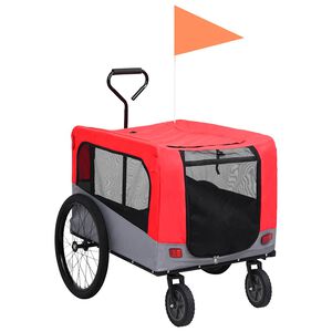 vidaXL 2-in-1 lemmikkik&auml;rry py&ouml;r&auml;&auml;n/juoksurattaat punainen ja harmaa