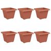 vidaXL Neli&ouml; Kukkaruukku 6 pcs Tiilenpunainen 38 x 38 x 30 cm Muovi