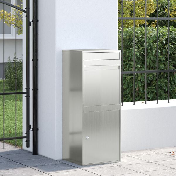 vidaXL Pakettipostilaatikko Musta 41 x 38 x 103 cm Galvanoitu ter&auml;s