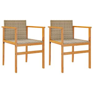 vidaXL Puutarhatuolit 2 kpl beige polyrottinki ja t&auml;ysi puu