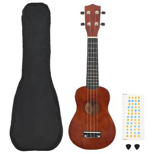 vidaXL Sopraano ukulelesarja laukulla lapsille tumma puu 21"