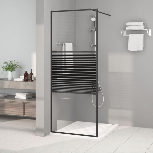 vidaXL Walk-in suihkusein&auml;ke musta 80x195 cm kirkas ESG-lasi