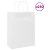 vidaXL Paperikassit 250 kpl kahvoilla valkoinen 26x12x35 cm