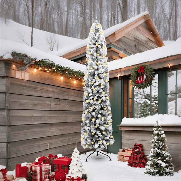 vidaXL Tekojoulukuusi jalustalla Vihreä 240 cm PVC, teräs ja muovi