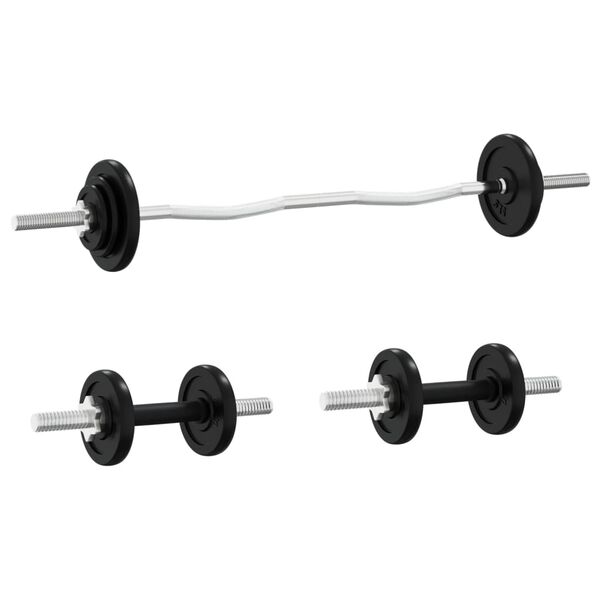 vidaXL Painonnostotanko ja k&auml;sipainosarja levyill&auml; 60 kg valurauta