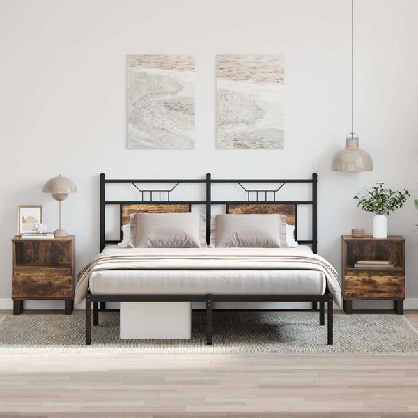 vidaXL Yöpöydät 2 kpl savutammi 40x35x50 cm tekninen puu