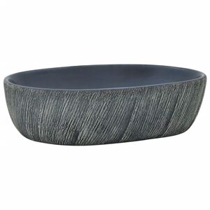 vidaXL Pesuallas ty&ouml;tasolle mustaharmaa ovaali 47x33x13 cm keraaminen