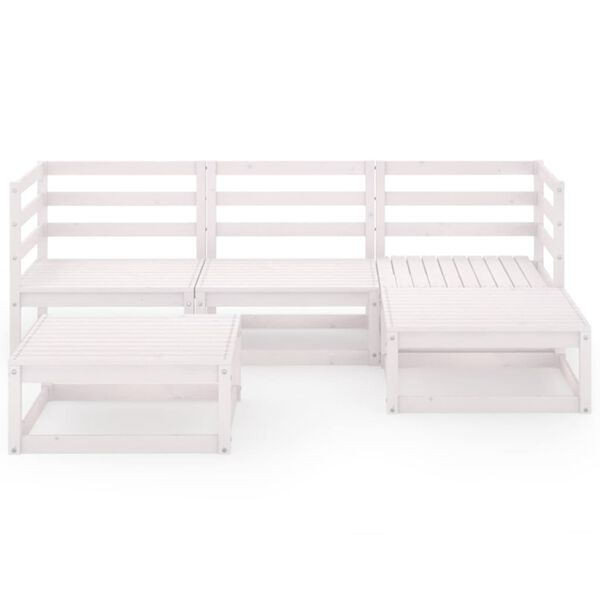 vidaXL 5-osainen Puutarhasohvasarja valkoinen t&auml;ysi m&auml;nty