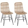 vidaXL Ruokatuoli 2 kpl Rattan ja Ter&auml;s Luonnollinen 41 x 55 x 85 cm
