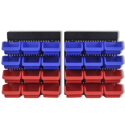 vidaXL Seinäteline työkalutarvikkkeille 2 kpl sininen &amp; punainen