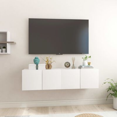 vidaXL Seinäkiinnitettävät TV-tasot 2 kpl korkeakiilto valk 60x30x30cm