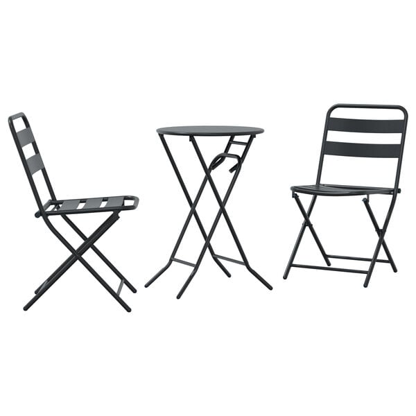 vidaXL Puutarhan Bistro Set 3 pcs Antrasiitti Ter&auml;s