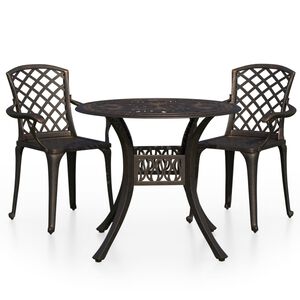 vidaXL 3-osainen bistrosarja valualumiini pronssi