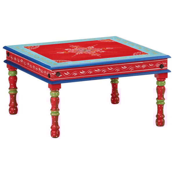 vidaXL Sohvapöytä punainen käsinmaalattu täysi mangopuu