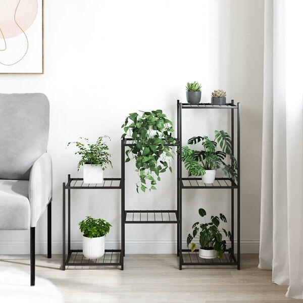 vidaXL Kukkateline 83x25x80 cm musta rauta