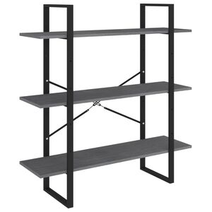 vidaXL 3-tasoinen kirjahylly harmaa 100x30x105 cm t&auml;ysi m&auml;nty
