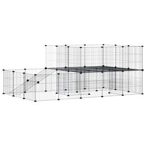 vidaXL 44-paneelinen lemmikkih&auml;kki ovella musta 175x105x70 cm ter&auml;s