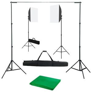 vidaXL Valokuvastudiosarja softbox-valoilla ja taustakankaalla